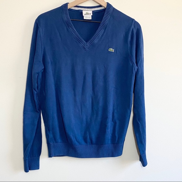 Lacoste Other - Lacoste men’s cotton v-neck knit blue sweater